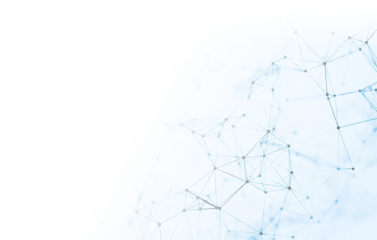 Abstract connected dots and lines on blue background. Communication and technology network concept with moving lines and dots.