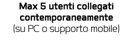 Max 5 utenti collegati contemporaneamente (su PC o supporto mobile)